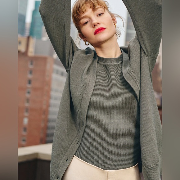 MM Lafleur The Cookie Cardigan Sleek Cotton in Fossil - Picture 13 of 13